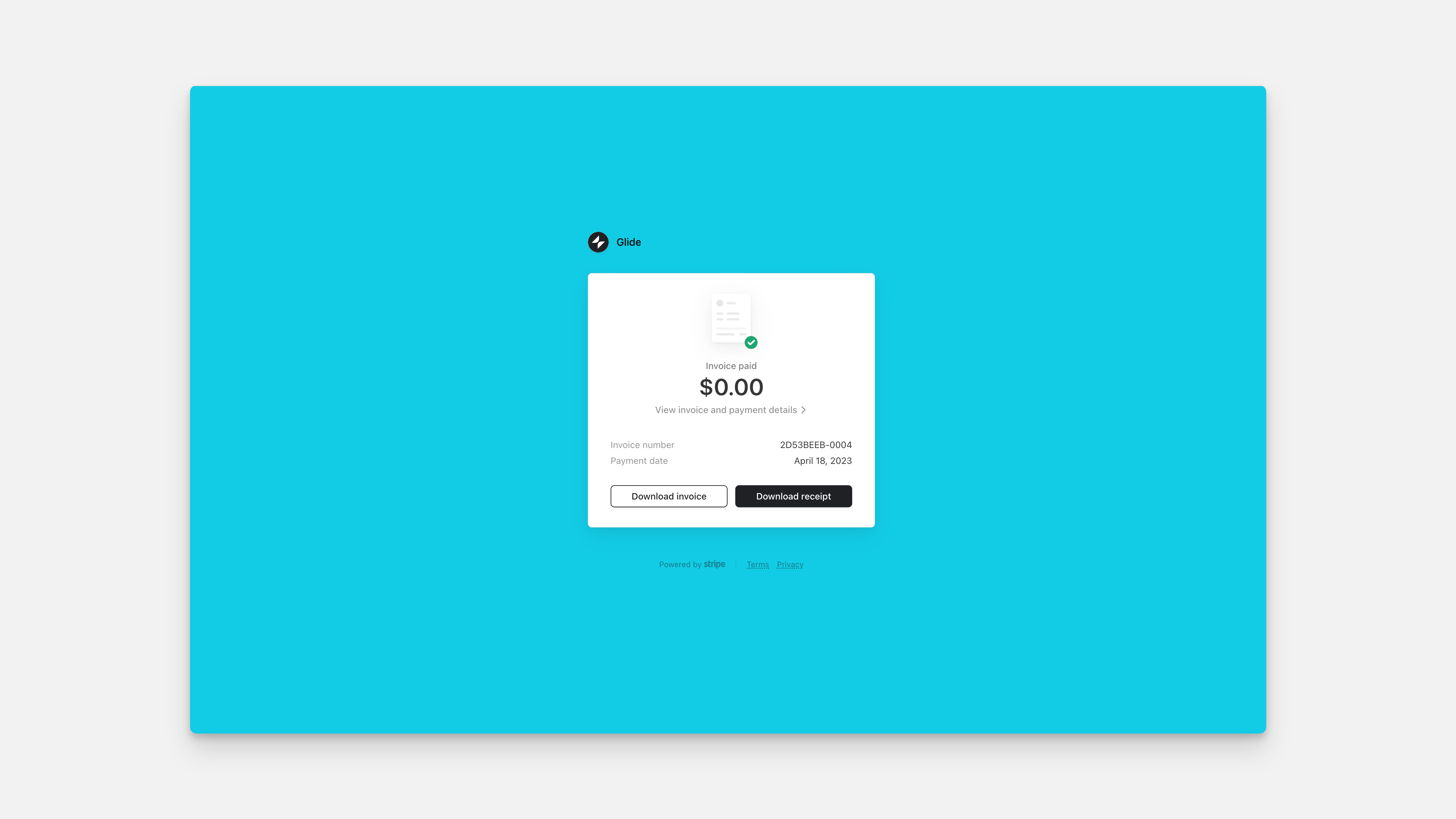Sample invoice where you can download a PDF copy of your invoice and receipt